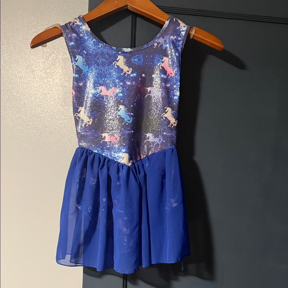 Kids Unicorn Leotard Dress - Blue and Purple